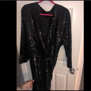 Plus size black sparkly dress